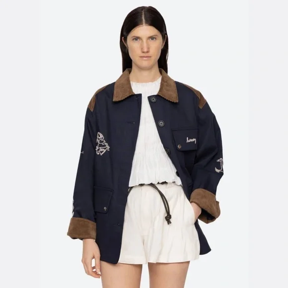 Sea New York NWOT Casual Clyde Barn Jacket in Blue - Picture 3 of 14